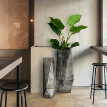 Load image into Gallery viewer, Set of 2 Metal Geometric Antique Silver Floor Vases
