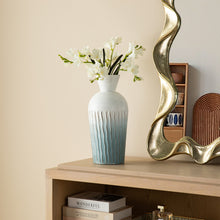 Load image into Gallery viewer, Set of 2 Abstract Ombre Aqua Metal Vases