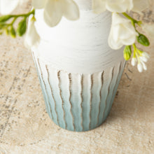 Load image into Gallery viewer, Set of 2 Abstract Ombre Aqua Metal Vases