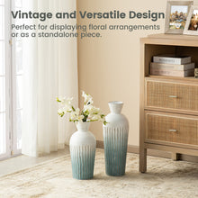 Load image into Gallery viewer, Set of 2 Abstract Ombre Aqua Metal Vases