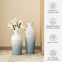 Load image into Gallery viewer, Set of 2 Abstract Ombre Aqua Metal Vases