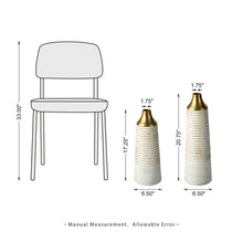 Load image into Gallery viewer, Set of 2 Modern White & Gold Stripes Metal Vases