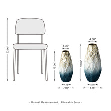 Load image into Gallery viewer, Set of 2 Abstract Ombre Blue and Gold Metal Vases