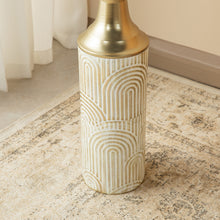 Load image into Gallery viewer, Set of 2 Modern White and Gold Metal Floor Vases