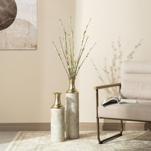 Load image into Gallery viewer, Set of 2 Modern White and Gold Metal Floor Vases