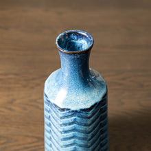 Load image into Gallery viewer, Set of 2 Modern Brilliant Blue Chevron Ceramic Table Vases