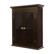 Load image into Gallery viewer, Wooden Wall Mounted Storage Cabinet with Glass Double Doors, Espresso