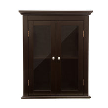 Load image into Gallery viewer, Wooden Wall Mounted Storage Cabinet with Glass Double Doors, Espresso