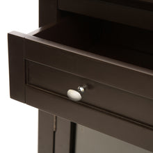 Load image into Gallery viewer, Wooden Free Standing Storage Cabinet with Drawer and Glass Double Doors, Espresso