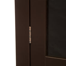 Load image into Gallery viewer, Wooden Free Standing Storage Cabinet with Drawer and Glass Double Doors, Espresso
