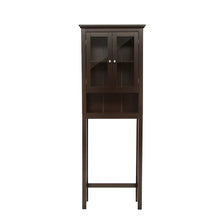 Load image into Gallery viewer, Wooden Free Standing Storage Cabinet with Glass Double Doors, Espresso
