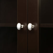 Load image into Gallery viewer, Wooden Free Standing Storage Cabinet with Glass Double Doors, Espresso