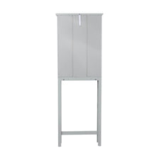 Load image into Gallery viewer, 68.25"H Wooden Bathroom Free Standing Storage Cabinet Spacesaver with Glass Double Doors, Gray