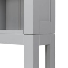 Load image into Gallery viewer, 68.25"H Wooden Bathroom Free Standing Storage Cabinet Spacesaver with Glass Double Doors, Gray