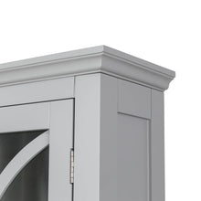 Load image into Gallery viewer, 68.25"H Wooden Bathroom Free Standing Storage Cabinet Spacesaver with Glass Double Doors, Gray