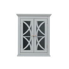 Load image into Gallery viewer, Wooden Wall Mounted Storage Cabinet with Glass Double Doors, Gray