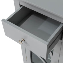 Load image into Gallery viewer, Wooden Free Standing Storage Cabinet with Glass Double Doors and Drawer, Gray