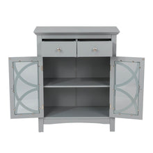 Load image into Gallery viewer, Wooden Free Standing Storage Cabinet with Glass Double Doors and Drawer, Gray