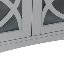 Load image into Gallery viewer, Wooden Free Standing Storage Cabinet with Glass Double Doors and Drawer, Gray