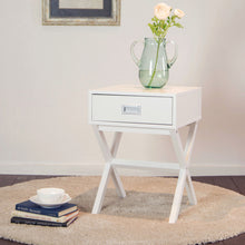 Load image into Gallery viewer, Wooden X-Shape Side Table With Drawer White