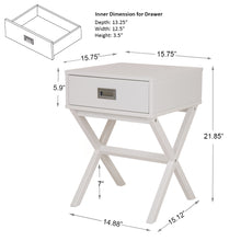 Load image into Gallery viewer, Wooden X-Shape Side Table With Drawer White