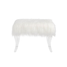 Load image into Gallery viewer, 24.00"L White Faux Fur Upholstered Bench with Acrylic Legs