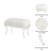 Load image into Gallery viewer, 24.00"L White Faux Fur Upholstered Bench with Acrylic Legs