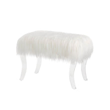 Load image into Gallery viewer, 24.00"L White Faux Fur Upholstered Bench with Acrylic Legs