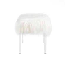 Load image into Gallery viewer, 24.00"L White Faux Fur Upholstered Bench with Acrylic Legs