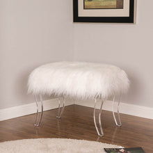Load image into Gallery viewer, 24.00"L White Faux Fur Upholstered Bench with Acrylic Legs