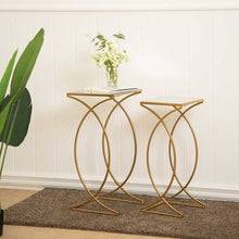 Load image into Gallery viewer, Gold Metal Nesting Accent End Table/Coffee Table with Glass Top, Set of 2