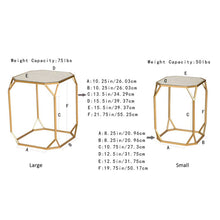 Load image into Gallery viewer, Gold Metal Nesting Side & End Accent Tables with Glass Top, Set of 2