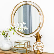 Load image into Gallery viewer, Makeup Mirror 24"D Deluxe Round Gold Wall Mirror