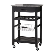 Load image into Gallery viewer, 33.90"H Black Rolling Kitchen Island with Marble Top
