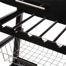 Load image into Gallery viewer, 33.90"H Black Rolling Kitchen Island with Marble Top