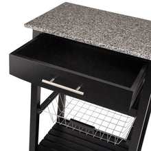 Load image into Gallery viewer, 33.90"H Black Rolling Kitchen Island with Marble Top