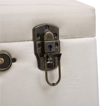 Load image into Gallery viewer, 19.70"L Seashell White Velvet Upholstered Storage Stool with Black Solid Rubberwood Legs