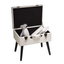 Load image into Gallery viewer, 19.70"L Seashell White Velvet Upholstered Storage Stool with Black Solid Rubberwood Legs