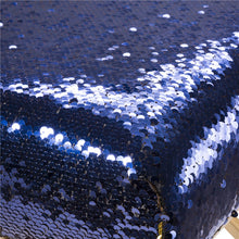 Load image into Gallery viewer, 17.30"H Sapphire Blue and Gold Shimmering Sequin Stool with Metal Gold legs