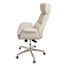 Load image into Gallery viewer, Mid-Century Modern Cream Bonded Leather Gaslift Adjustable Swivel Office Chair