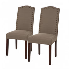 Load image into Gallery viewer, Tan Upholstered Dining Chairs With Studded Decoration, Set Of 2