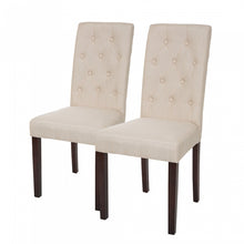 Load image into Gallery viewer, Cream White Upholstered Fabric Dining Chairs With Tufted Back, Set Of 2