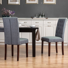 Load image into Gallery viewer, Dark Gray Upholstered Fabric Dining Chairs With Tufted Back, Set Of 2
