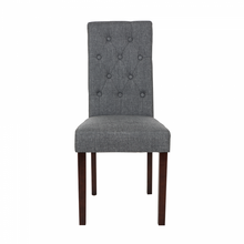 Load image into Gallery viewer, Dark Gray Upholstered Fabric Dining Chairs With Tufted Back, Set Of 2