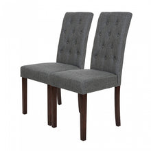 Load image into Gallery viewer, Dark Gray Upholstered Fabric Dining Chairs With Tufted Back, Set Of 2
