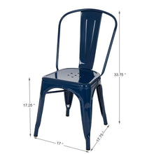 Load image into Gallery viewer, Navy Blue Vintage Stackable Metal Side Dining Chairs, Set Of 4