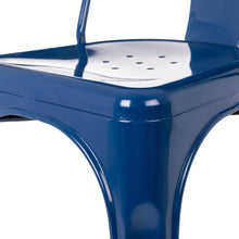 Load image into Gallery viewer, Navy Blue Vintage Stackable Metal Side Dining Chairs, Set Of 4