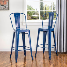 Load image into Gallery viewer, Vintage Stackable Navy Blue Metal Bar Stool, Set Of 2