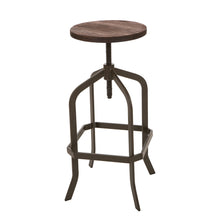 Load image into Gallery viewer, Pinnadel Bar Stool Adjustable Industrial Rustic Wooden Seat Metal Dining Chair