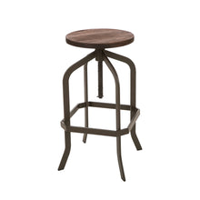Load image into Gallery viewer, Pinnadel Bar Stool Adjustable Industrial Rustic Wooden Seat Metal Dining Chair
